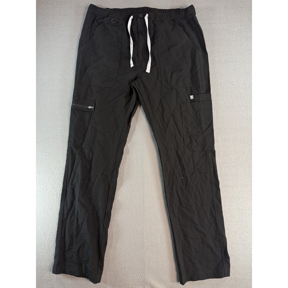 FIGS Technical Collection Pants Mens Large Black Regular Fit Cargo Scrub Medical